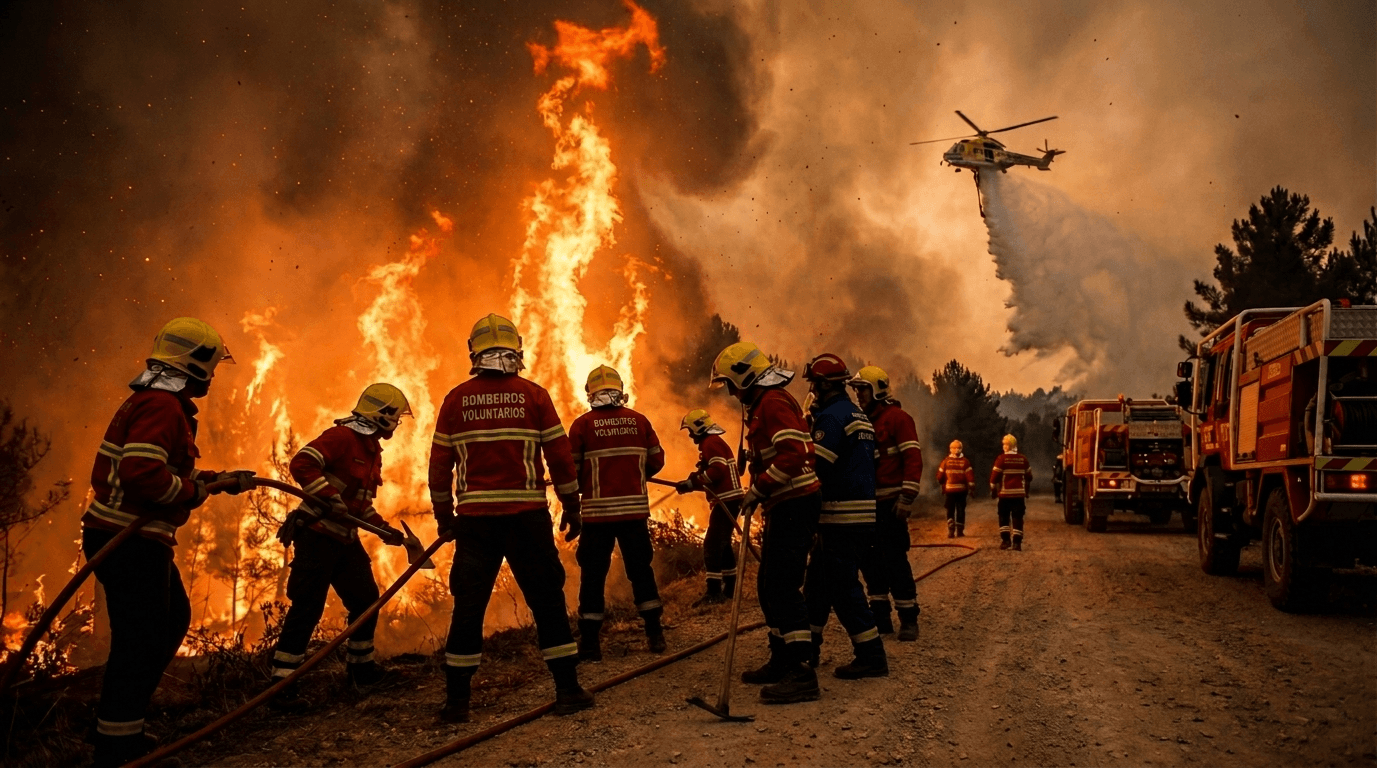 Mapa de ocorrências de proteção civil em Portugal, em tempo real